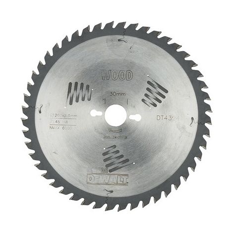 Hoja de sierra estacionaria DT4324 Ø260 DEWALT para todos los usos - agujero 30 - 48 dientes positivo - DT4324