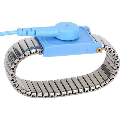 Bracelet de Mise à la Terre Antistatique en Acier Inoxydable Réglable pour Protection Électronique (1/5)