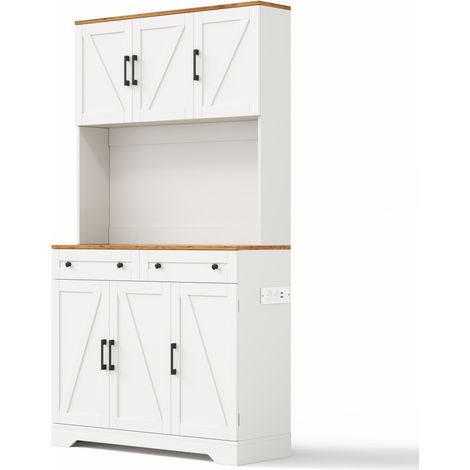 Armario alto de cocina con LED RGB y enchufes integrados, 100 x 40 x 180 cm, MDF, blanco (1/5)