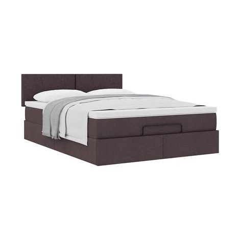 Cadre de lit coffre, matelas marron foncé, 140 × 200 cm, tissu, espace de rangement généreux, tissu doux et respirant, idéal chambre à coucher, style moderne, montage simple (1/5)