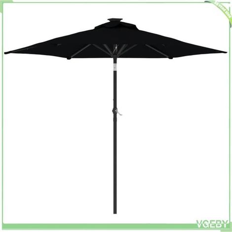 Parasol de jardin - FAFEICY - 4005064 - Carré 225x225x212 cm - Mât acier noir - Manivelle & inclinaison (1/5)