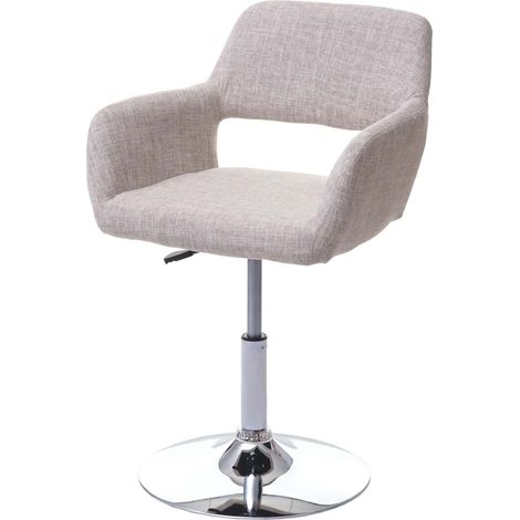Silla de comedor HHG-934 III, silla silla de cocina, retro años 50, tela/textil, crema/gris, base cromada (1/5)