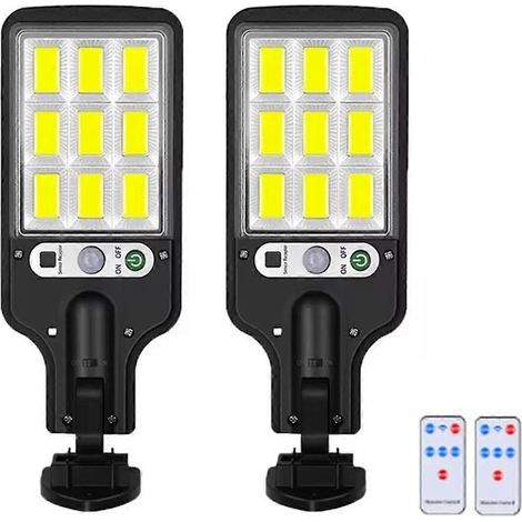 Lampe solaire de sécurité extérieure étanche avec 108 LED COB, 3 modes d'éclairage, télécommande, idéale pour jardin, terrasse ou allée. Éclairage de rue avec capteur et télécommande. (1/5)