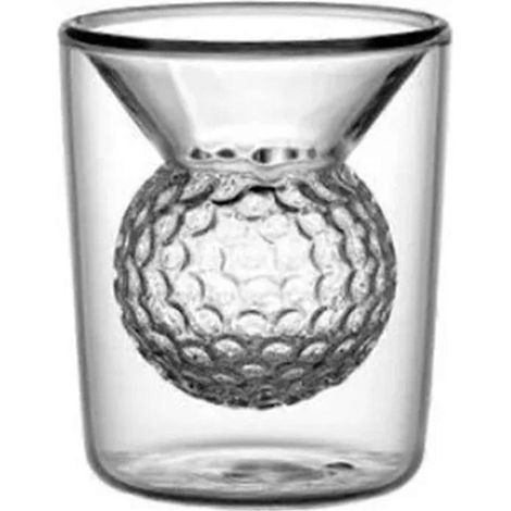 Verre à whisky 3D à double paroi en forme de balle de golf, verre à shot pour boire de l'eau (1/4)
