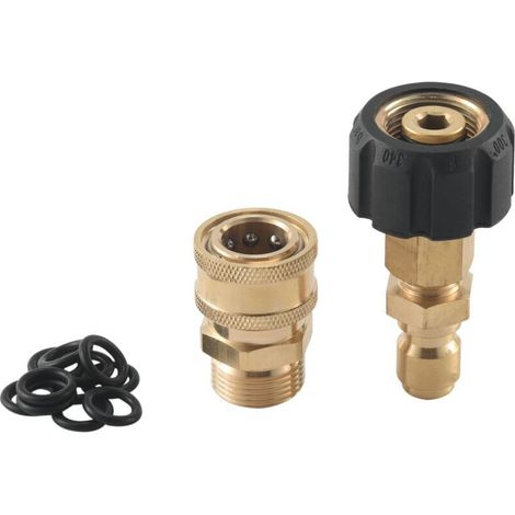 Hochdruckreiniger-Adapterset, M22 14 mm drehbarer M22-Metrikanschluss, M22-14 + 3/8-Zoll-Stecker, 3/8-Zoll-Schnellkupplungsset (Außengewinde), 5000 PSI