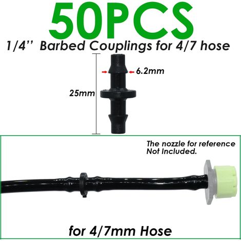 (SPL11-012-50PCS-1/4'') 20-100 pièces Raccord en T de 6,35 mm (1/4 pouce) pour système d'irrigation goutte à goutte, outils d'arrosage pour tuyaux de 4 mm/7 mm et serres (1/5)