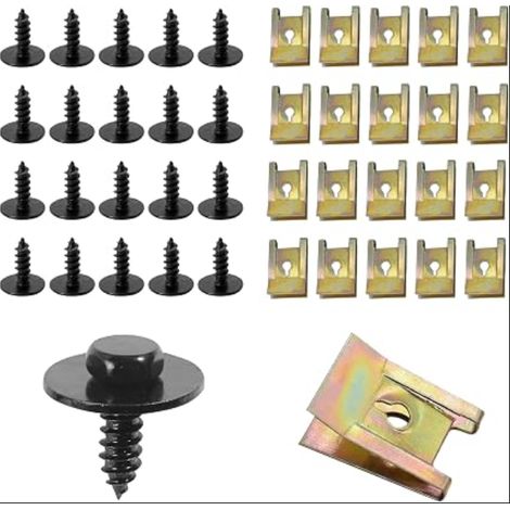 Écrous et Boulons pour Auto,Clips de Fixation Voiture,Clips de Fixation,Type U Sous Support de Passage Roue Kit,Convient à la Plupart des Panneaux de Porte de Voitures,Motos,etc (1/5)