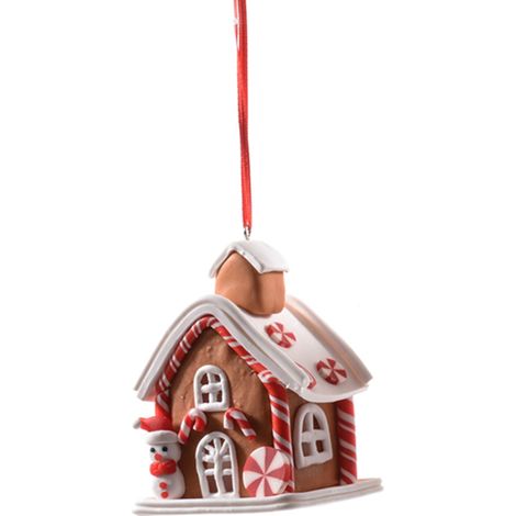 Pendaglio a forma di casetta natalizia in argilla morbida per decorazione natalizia -Pupazzo (1/4)