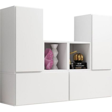 Conjunto de armarios Corbele 123, Blanco, 113x150cm, Número de puertas: 039cm, Aglomerado laminado, MDF