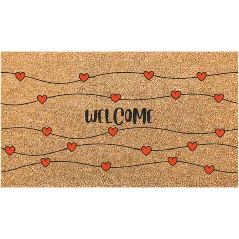Felpudo de coco/PVC Bienvenido Corazones Cm 40X 70 Xtra