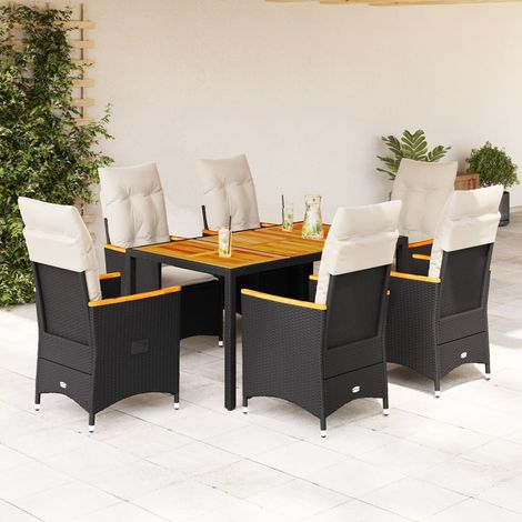 Ensemble à manger de jardin coussins 7pcs Noir Résine tressée vidaXL (1/5)