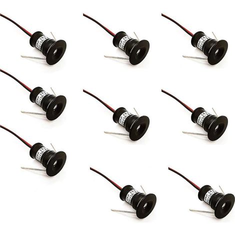 Noir 9pcs Mini 12v 1w LED Spots encastrés au plafond IP65, 3000k (120, Blanc chaud). (1/5)