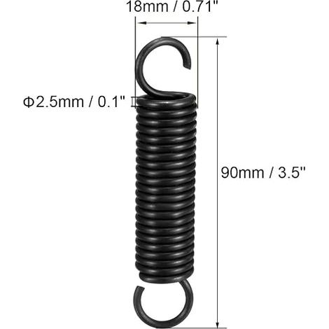 Tension Spring Extension Springs 2.5mm Wire Dia, 18mm OD, 90mm Free Length Manganese Steel Small Double Hook (1/2)