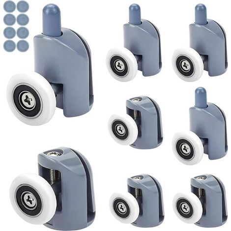 [JAMAIS UTILISÉ]Lot de 8 Roulettes pour Porte de Douche,Roulettes Cabine de Douche pour Salle de Bain 23mm (4 Supérieures et 4 Inférieures) (1/4)