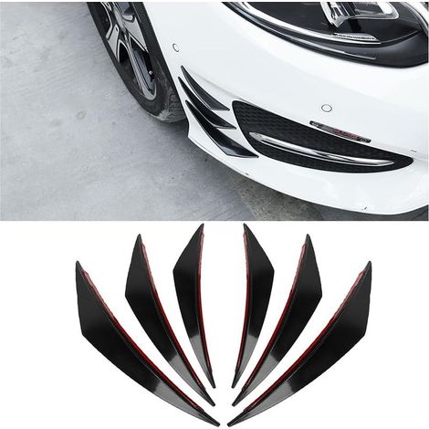 6-piece front bumper lip spoiler canard set, universal wind deflector trim strips for the front bumper, wind deflector trim strips for the front bumper (black) (1/5)