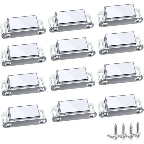 Loquet Magnetique, 12 Pièces Aimants loqueteaux magnétiques Placard Aimant Puissant Robuste Jusqu'à 6kg, Pour Tiroirs Porte de Douche Aimanté Armoire Placard, Cabinet, Meubles (45mm-12pc)-- (1/5)