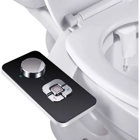(Pow yeah) Doccetta bidet non elettrica con doppi ugelli retrattili autopulenti - Pulsante per la regolazione dell'acqua fredda - Nero