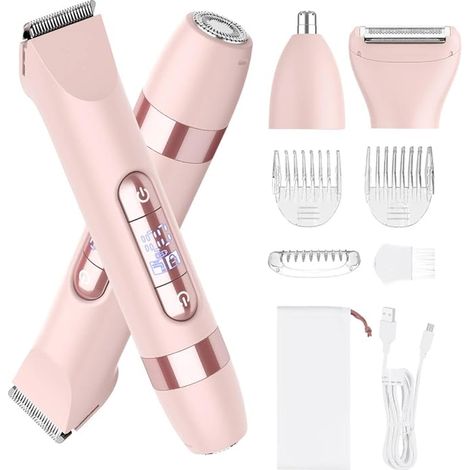 Women's Electric Shaver Pink Double Head Bikini Leg Armpit Face (1/5)