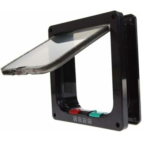 Trappe de porte avec serrure pour chat et chien adaptée aux animaux de compagnie (taille : 19 x 19,7 x 5,3 cm, noir) (1/4)