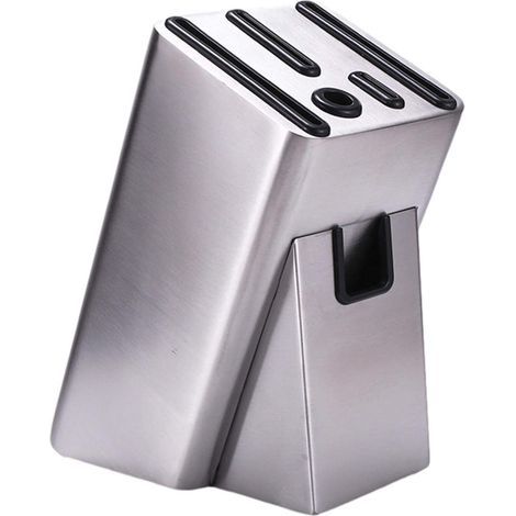 Bloc Couteaux Vide en Acier Inoxydable, Porte Couteaux De Cuisine Magnétique Bloc Couteaux Et Ciseaux pour Tous Les Couteaux- (1/5)