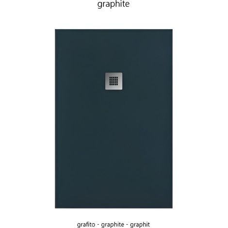 Mineralguss-Duschwanne extra flach OPTIMA Schieferoptik 4 Farben 90x120 Ablaufschutz in Chrom