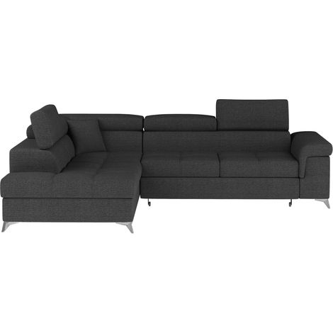Sofá de esquina convertible PALAZZO 4 plazas gris oscuro – esquina izquierda con 1 cojín (1/5)