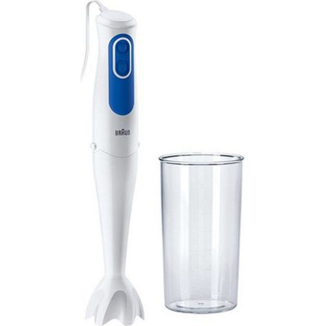 Braun MQ3000WH MultiQuick3, 5 ANNI DI ASSISTENZA, Minipimer, Frullatore ad Immersione dotato di Bicchiere graduato 600ml senza BPA, Tecnologia Tedesca, 2 Velocità, motore da 700 Watt, Bianco/Blu (1/5)