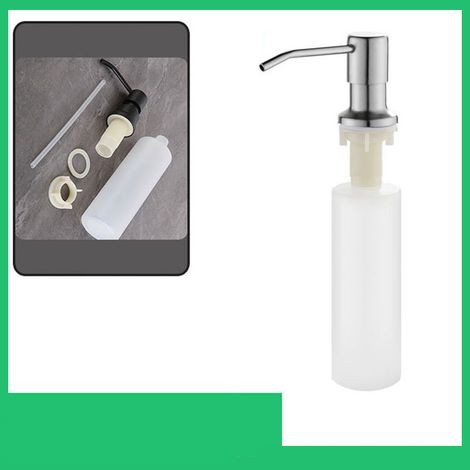Flüssigseifenspender in Plastikflasche mit Pumpenkopf aus Edelstahl 304 für die Küchenspüle, silberner Pumpenkopf (1/5)