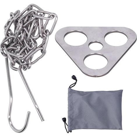 Kit Planche Trépied Gril Acier Inox Pour Support Feu de Camp Randonnée Pique-Nique (1/5)