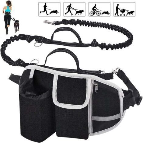 Dog Leash Hands Free Dog Leash Shock Absorption Comfort Reflective Stitching Great for Running Jogging and Walking Off Black (1/4)
