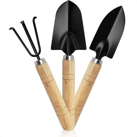 Pelle à main pour jardinage, truelle, outil de jardinage - Ensemble de 3 outils de jardinage, petit râteau, outils de jardin ergonomiques (1/4)