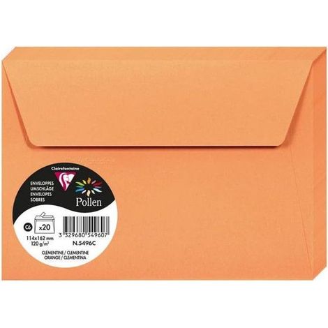 Enveloppe - CLAIREFONTAINE - Pollen 114x162 - 120g - Couleur clémentine - Compatible Jet d'encre et Laser