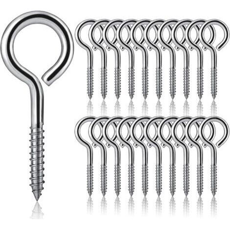20 Stück M5 x 65 Ösenschrauben, Schraubhaken aus Edelstahl 304, Einschraub-Ösenschrauben, selbstschneidende Metallhaken für Heimwerkerprojekte, Bastelarbeiten und Holzrahmen