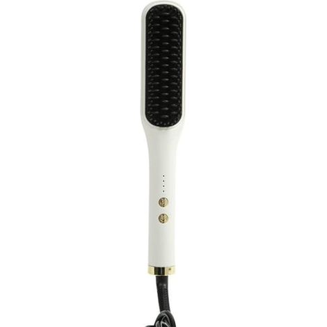 Brosse lissante électrique - Lisseur et fer à boucler 2 en 1 avec température réglable - Blanche (1/4)