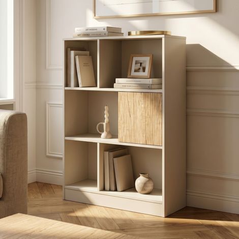 Bücherregal Karena 112x70x30 cm Cremeweiß/Eicheoptik [en.casa] (1/5)