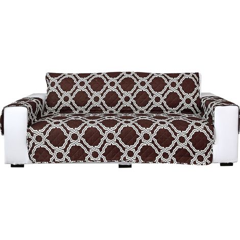 Housse de canapé 2 places Polyester Marron Antidérapante Lavable Protection Meuble Salon Résistante aux Taches et à l'Usure (1/5)