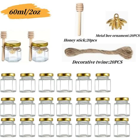 Set di barattoli di vetro con chiusura ermetica, barattolo per miele, barattolo per marmellata a nido d'uccello, set da 60 ml con sei artigli