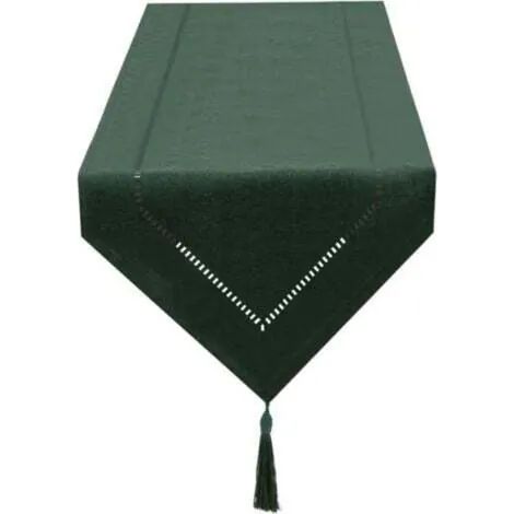 Chemin de table en lin vert foncé 32 x 180 cm, chemin de table de haute qualité, uni, moderne, facile d'entretien pour table à manger (1/3)