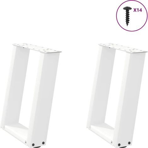 Couchtischbeine U-Form 2 Stk. Weiß 38x(42-43) cm Stahl
