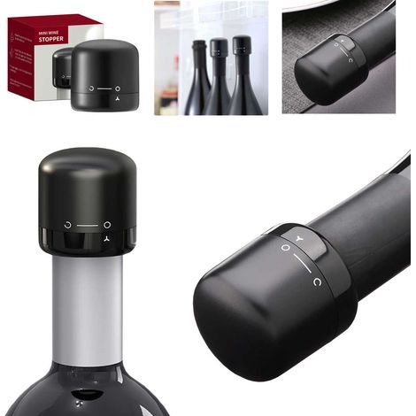 Vacuum stopper - Champagne stopper - Wine stopper - Black champagne stopper - AquaForge (1/3)