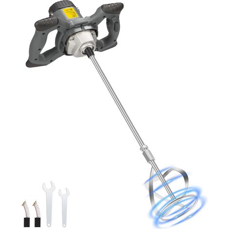 1200W Mortar Mixer, Concrete Mixer, 220V, Concrete Mixer with 6 Speeds (500-1050 rpm), Electric Concrete Mixer for Mixing Food/Plaster/Paint/Cement/Mortar (1/5)