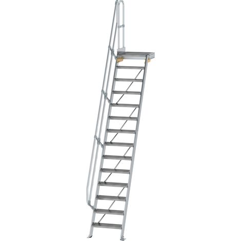 MUNK Treppe mit Plattform 60° inkl. einen Handlauf, 600mm Stufenbreite, 14 Stufen