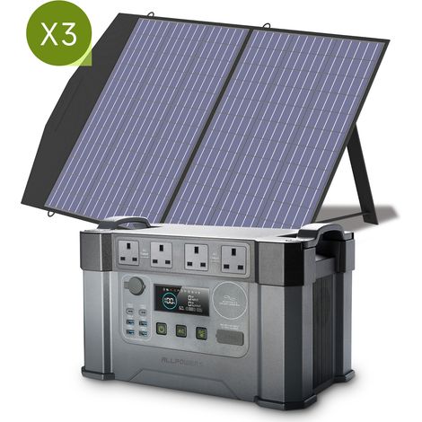 ALLPOWERS S2000 Pro MPPT Solar Generator with 3 100W Folable Solar Panel Included, 2400W 1500wh Portable Power Station, Solar Mobile Battery Pack for Outdoor RV Camping, Home Emergency, Travel (1/5)