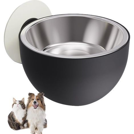 Futternapf für Haustiere - Hunde- und Katzenfutternäpfe - 14,3 x 14,3 x 8 cm - Abnehmbar - Wandmontage - Verstellbarer Winkel - Mit selbstklebender Rückseite - Wiederverwendbar (1/5)