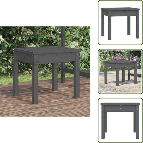 The Living Store Panca da Giardino Grigia 50x44x45 cm Legno Massello di Pino - Seduta da esterno