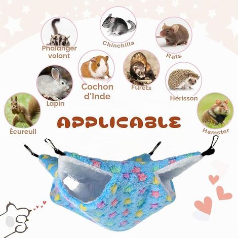 Small Animal Hammocks Hanging Guinea Pig Hammocks Ferret Hanging Beds Rat Sleeping Hideouts Fleece Cage Accessories for Hamster (1/4)