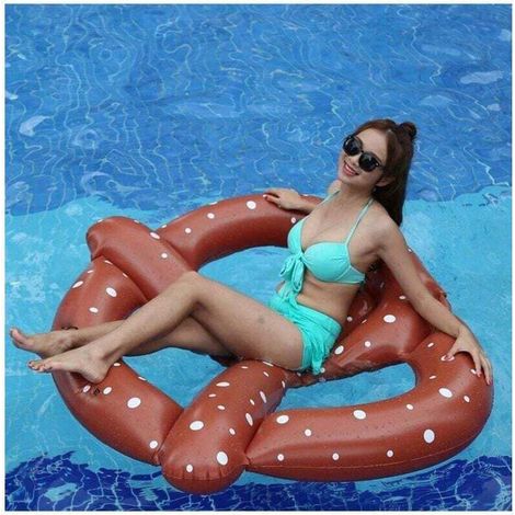 1 bouée gonflable en forme de donut au chocolat – Chaise longue de loisirs aquatiques pour adultes – Bouée de natation en PVC épais pour 1 à 3 personnes – Idéale pour les plages, les piscines, les riv