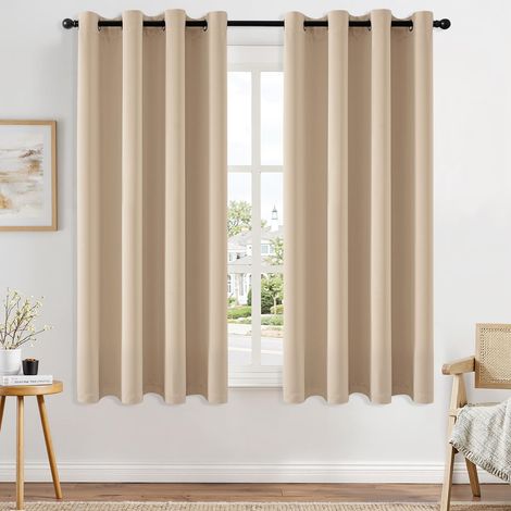 Lot de 2 Rideaux à Oeillets 140x160 CM Tissu Occultant Thermique Doux Salon Chambre