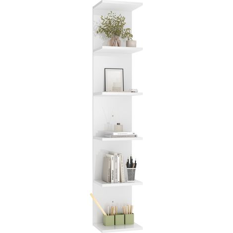 SONNI Wandregal, Regal, Standregal, für Bücher, Medien und Dekoration, flexibel montierbar in Wohnzimmer, Küche oder Home Office, weiß – 160cm Höhe 6-Fach-Regal, (1/5)