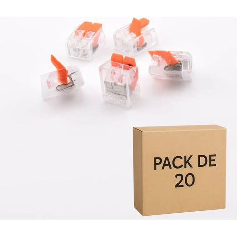 Alternative WAGO 221-412 – Pack 20 bornes à levier transparentes PCT-412 – 2 contacts – 32A